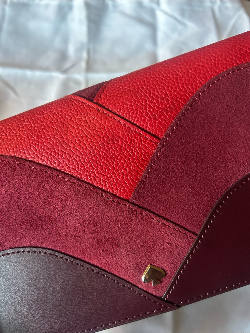 kate spade Colorblock Burgundy and Red Continental Wallet - Picture 4 of 6